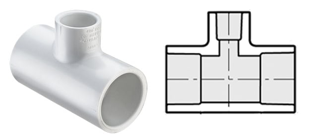 SPEARS Spears 401-249 PVC Reducing Tee Socket 2 x 2 x 1 in Schedule 40