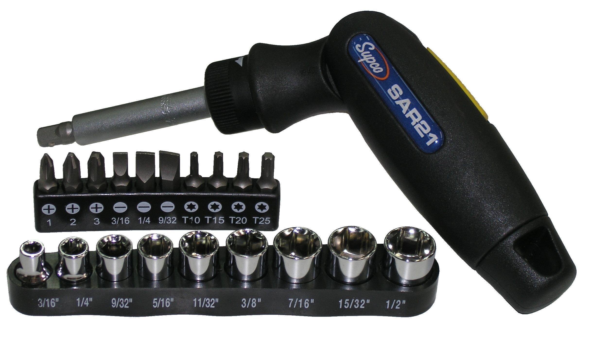 SUPCO SUPCO SAR21 SCREWDRIVER RATCHETING W /9 SOCKETS & 10