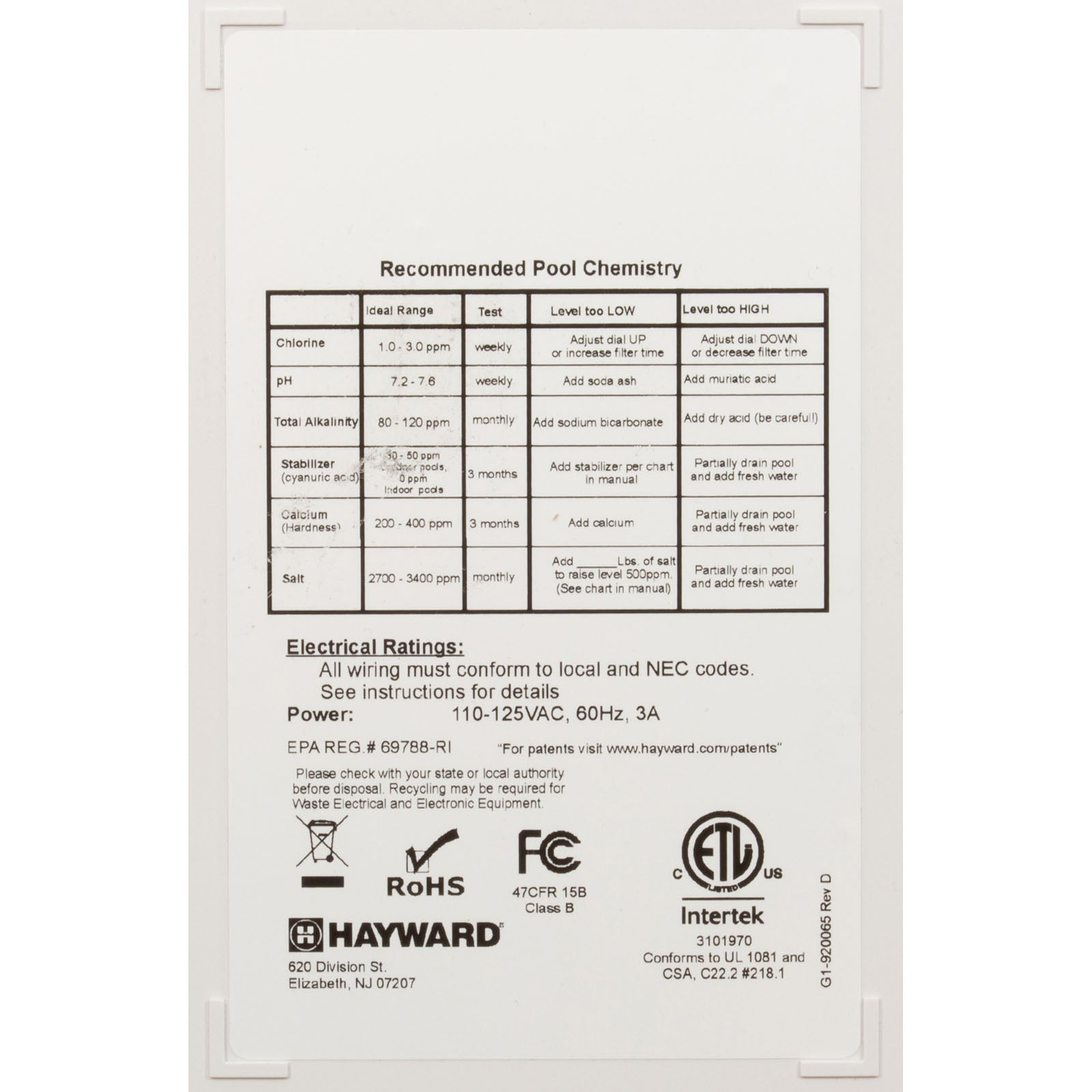 HAYWARD Hayward SAS Salt Swim 3C System Chlorinator 30K Gallons