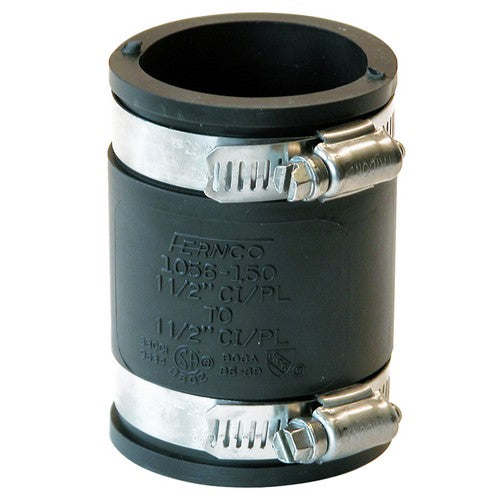 FERNCO Fernco 1056-150/125 reducing 1-1/2-in. x 1-1/4-in. flexible PVC pipe coupling for cast iron and plastic plumbing connections