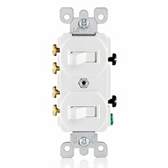 Leviton 5243-W 3-Way Duplex Non-Grounding AC Combination Switch, 15 A, 125 VAC, 1800 W (Pack of 1)