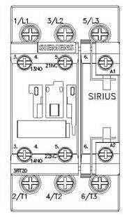 SIEMENS Siemens 3RT2026-1AN20 220 VAC 50/60 Hz 25 Amp 3-Pole 1NO 1NC Screw Terminal IEC Contactor