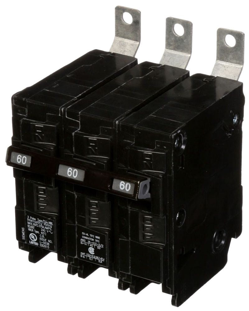 SIEMENS Siemens B360HH 3-Pole 60 Amp 240 VAC 65 kA Bolt-On Molded Case Circuit Breaker
