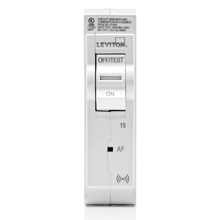 LEVITON Leviton LB115-AS 15A 1-Pole Plug-On Smart AFCI Branch Circuit Breaker, Hydraulic Magnetic, 120 VAC