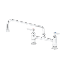T&S Brass B-0221 Double Pantry Faucet, Deck Mount, 12 Swing Nozzle, Polished Chrome