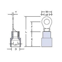 ABB 14RB-14 Thomas & Betts 18 to 14 AWG 1/4 Inch Stud Blue Electrotinned Copper Vinyl Insulated Ring Terminal