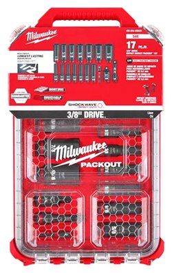 MILWAUKEE Milwaukee 49-66-6800 SHOCKWAVE Impact Duty Socket Set 3/8DR 17PC SAE PACKOUT