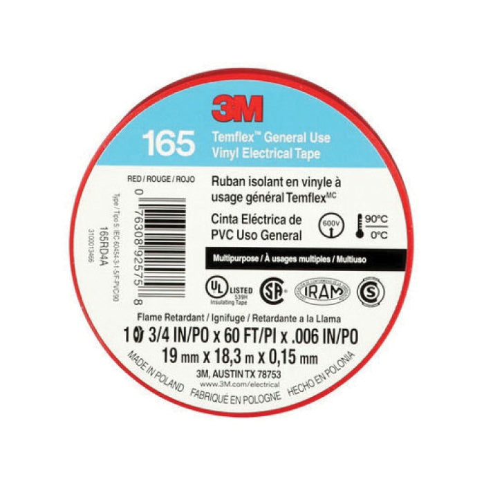 3M 3M 165RD4A Temflex Vinyl Electrical Tape 60 ft x 3/4 in Replacement Unknown