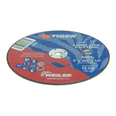 WEILER Weiler 57075 Tiger cutting wheel, flat long life performance cut, 4 inch diameter 0.035 inch thick 1/4 inch center hole, pack of 25