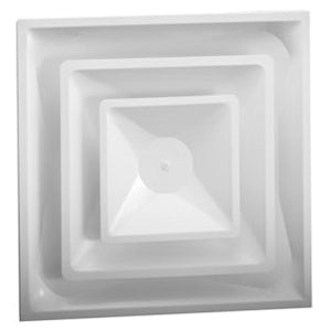 HART & COOLEY Hart & Cooley 050505 FPD Bright White Enamel Steel 4-Way Square Fixed Pattern T-Bar Ceiling Diffuser 12 in