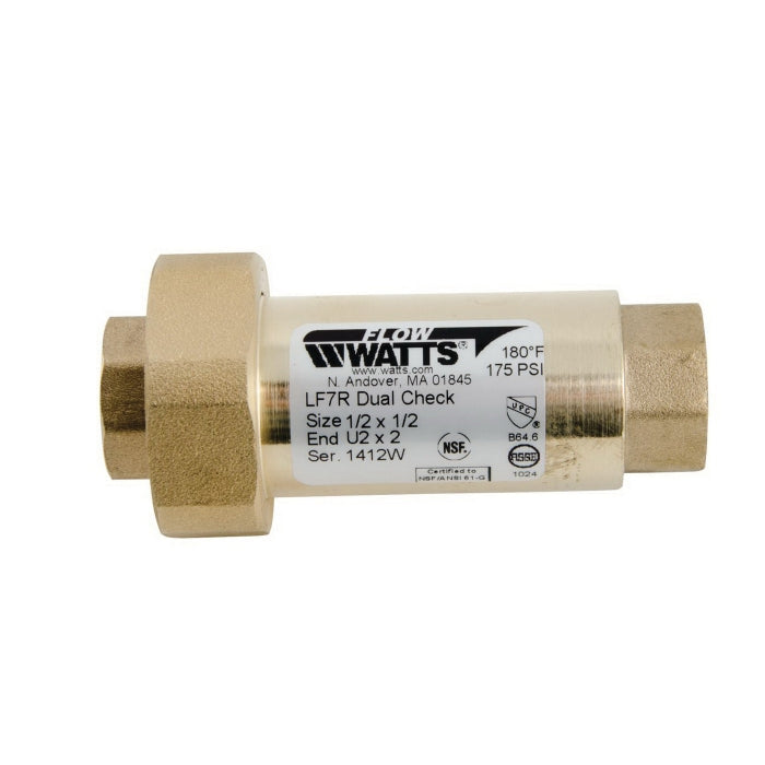 WATTS Watts 0072203 Series LF7R 1/2 Inch Lead-Free Dual Check Backflow Preventer