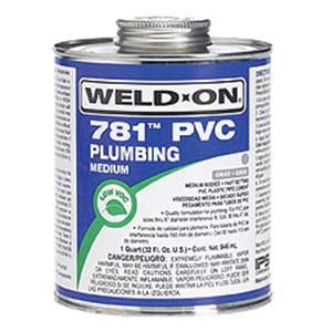 WELD-ON Weld-On 14006 781 PVC Medium-Bodied High-Strength Plumbing Solvent Cement - Fast-Setting and Low-VOC, Clear, 1 Quart (32 fl oz)