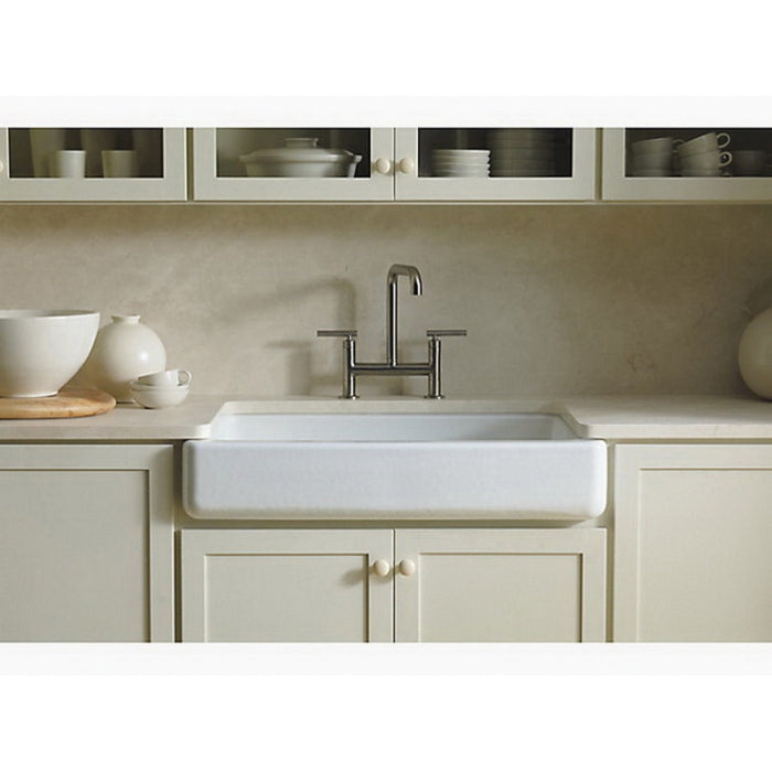 KOHLER Kohler K-6488-0 Whitehaven Enameled Cast Iron Single-Bowl Rectangular Undermount Kitchen Sink