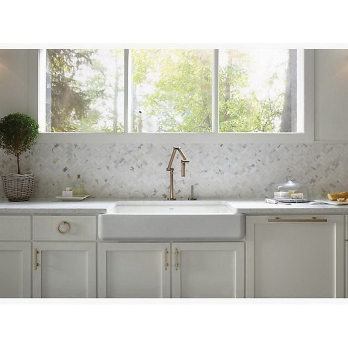 KOHLER Kohler K-6488-0 Whitehaven Enameled Cast Iron Single-Bowl Rectangular Undermount Kitchen Sink