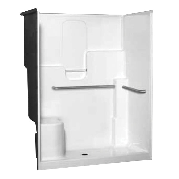 OASIS Oasis SH-6036LS WHT ABF Fiberglass Left Seat Center Drain FRP Gelcoat 1-Piece Shower Stall with 6 in Dam 37-1/4 in L x 60 in W x 78-1/2 in H