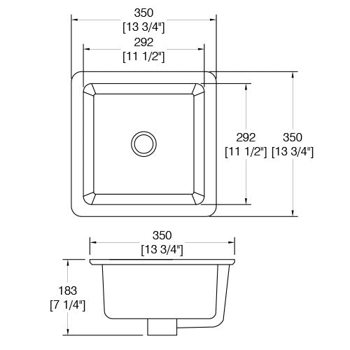 DAKOTA Dakota Plumbing Products US-1212W Undermount Square Sink
