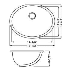 DAKOTA Dakota Plumbing Products US-1714BK Undermount Oval Sink