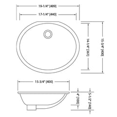 DAKOTA Dakota Plumbing US-1714W-ADA Oval Undermount Sink Ada
