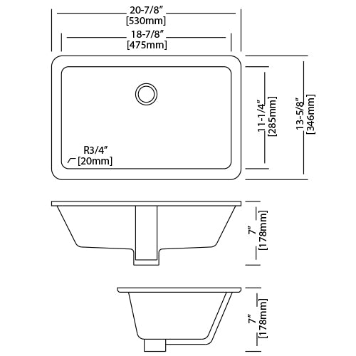 DAKOTA Dakota Plumbing US-1811TBK Undermount Lavatory Sink Black