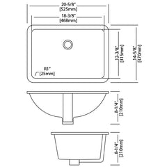 DAKOTA Dakota Plumbing Products US-1812B Undermount Lavatory Sink