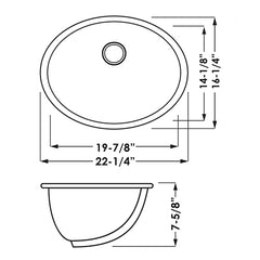 DAKOTA Dakota Plumbing Products US-2216B Undermount Oval Sink Biscuit