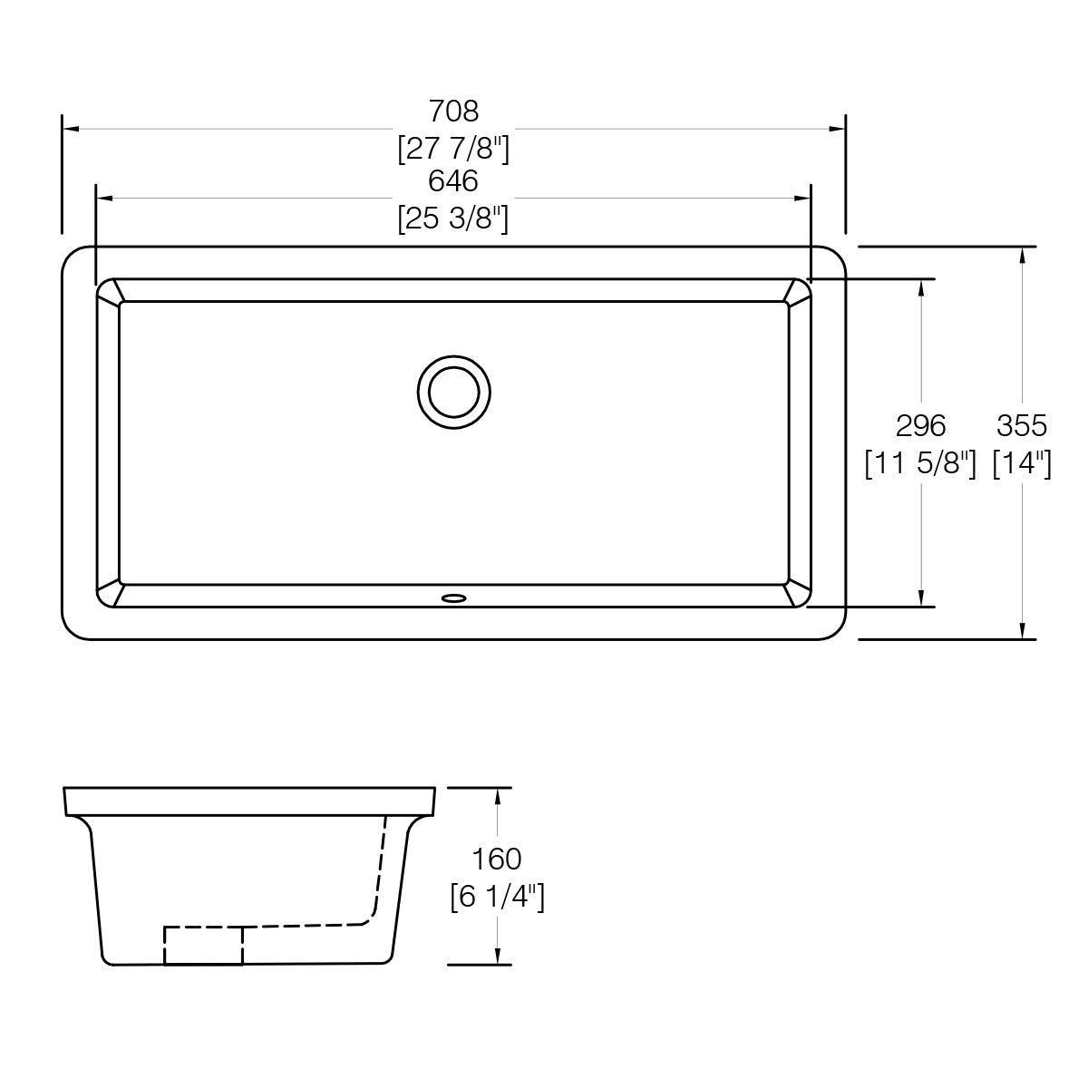 DAKOTA Dakota Plumbing Products US-2512W Undermount Lavatory Sink