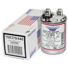 AMERICAN RADIONIC American Radionic USA2209 Round Motor Run Capacitor, 15 MFD, 370/440 Vac USA2209