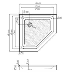 DAKOTA Dakota Plumbing Products USB-ASBC424255CTF-W Corner Shower Base