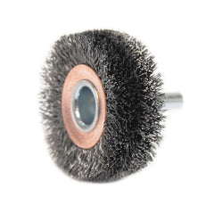 Weiler 17619 2 Inch Wide Face Stem-Mounted Crimped Wire Wheel 0118 Steel Fill 1/4 Stem