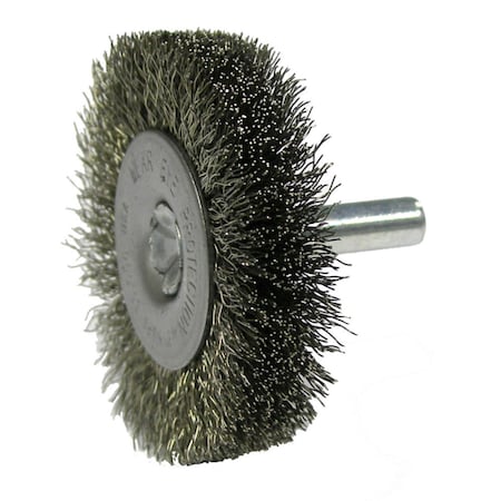 WEILER Weiler 17975 2 Inch Stem-Mounted Crimped Wire Radial Wheel 0.014 Inch Stainless Steel Fill 1/4 Inch Stem Pack of 10