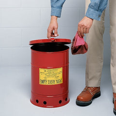Justrite 09110 Oily Waste Can 6 Gal Steel Red