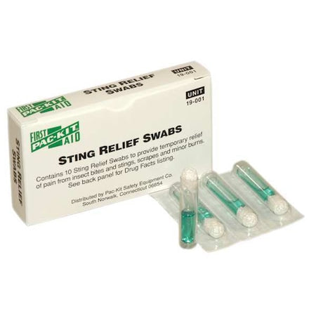 FIRST AID First Aid Only 19-001 Sting Relief Swabs 2-1/8 Inches 10 Pack