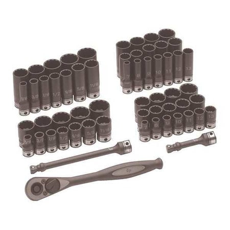 GREY PNEUMATIC Grey Pneumatic 81259CRD Duo-Socket Impact Socket Set 3/8 in Dr 59 Pc