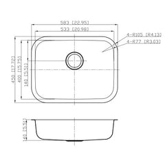 DAKOTA Dakota Plumbing Products GSR-16-2318 Undermount Kitchen Sink