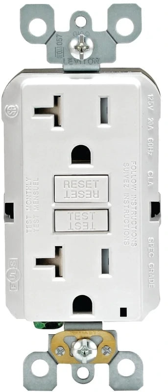 LEVITON Leviton R12-GFTR2-0KW SmartlockPro Self-Test GFCI outlet 20A 125V (Duplex 5-20R) R92-GFTR2-0KW