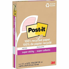 3M 3M MMM4621R4SSNRP Post-it Super Sticky Adhesive Note 4 x 6 (45 Sheets/Pad, 4 Pack)