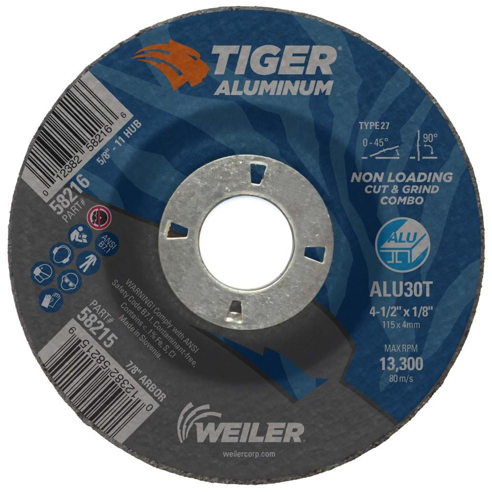 WEILER Weiler 58215 Type 27 Cutoff Wheel 4-1/2 in Aluminum Oxide