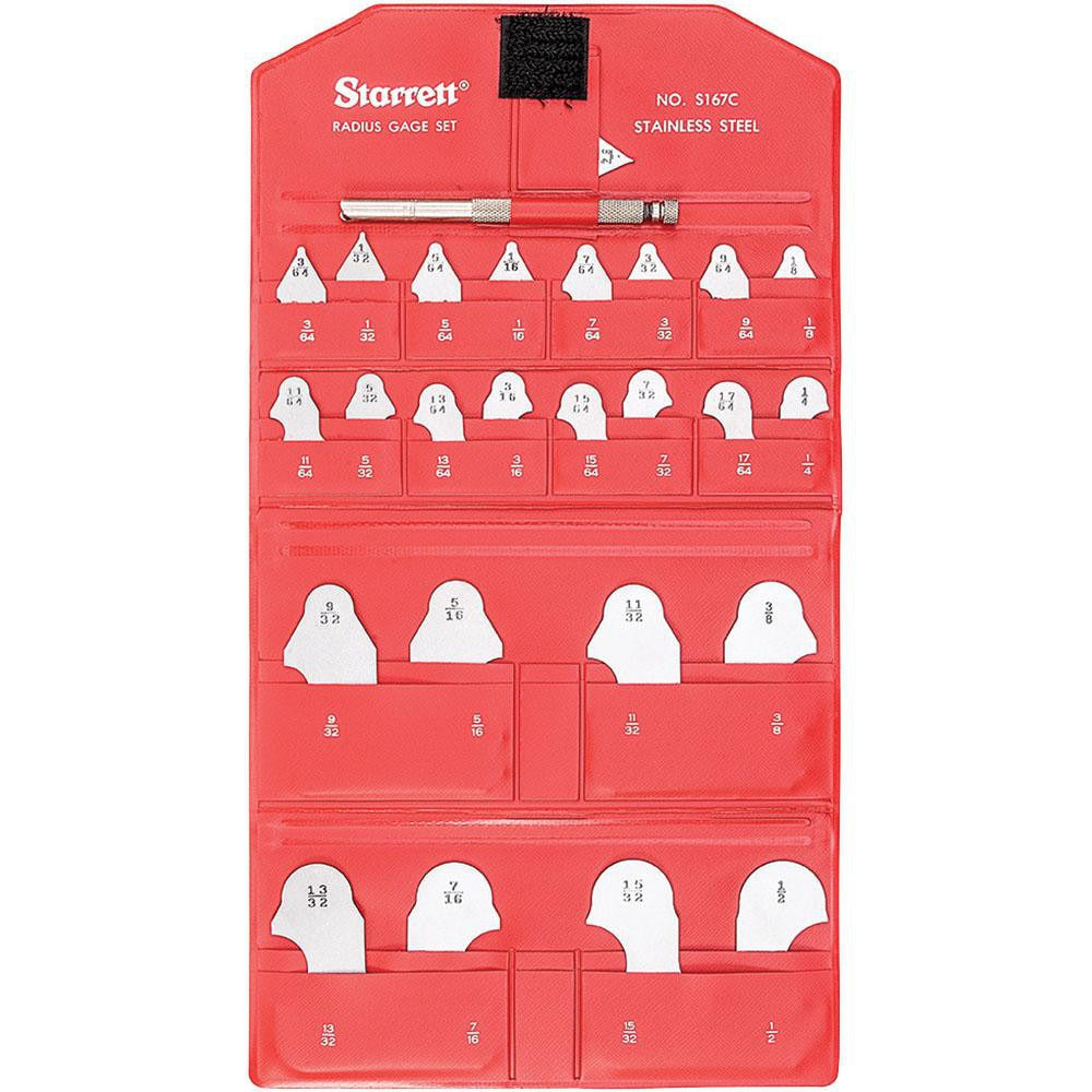 STARRETT Starrett 50619 Radius Gage Set 25 Piece 1/64 to 1/2 in