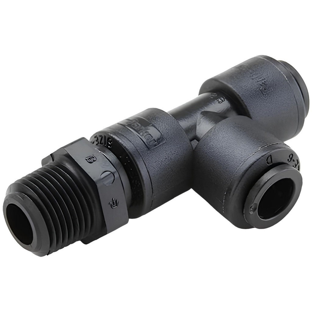 PARKER Parker FB4MRS2-HBLK Male Swivel Run Tee 1/4 in Od 1/8 in Nptf