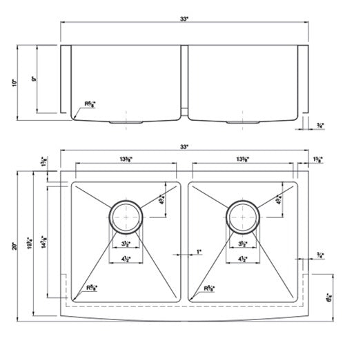 DAKOTA Dakota Plumbing Products DSM-A5050GBK Kitchen Sink 33in