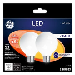GE G E Lighting 24954 G25 Led Globe Bulb 4.5W 2700K 2 Pack