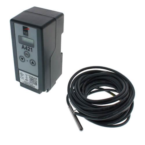 JOHNSON CONTROLS Johnson Controls A421ABC-06C Electronic Temperature Control Single Stage 120/240VAC SPDT 19.5 ft Sensor