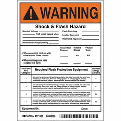 BRADY Brady 121081 Arc Flash Label Vinyl 7x5 in 5 Per Roll
