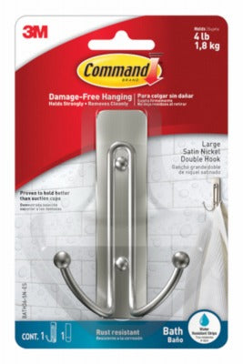 3M 3M Company BATH36-SN-ES Large Satin Nickel Double Bath Hook