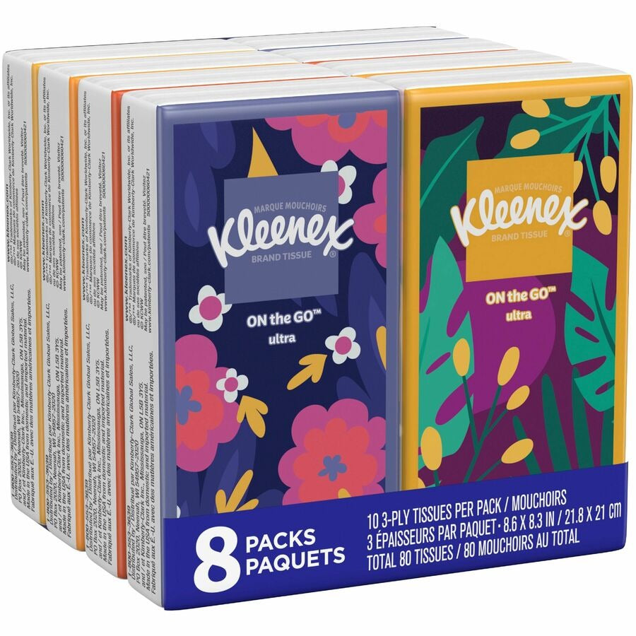 KIMBERLY-CLARK Kimberly-Clark KCC46651 Go Packs Facial Tissues 8 Pack (10 Sheets per Pouch)
