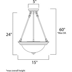 MAXIM LIGHTING Maxim Lighting 5845MRSN Essentials 3 Light Inverted Bowl Pendant 60W 15 Inch