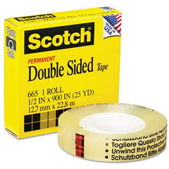 3M 3M MMM66512900 Permanent Double-Sided Tape 1/2 inchesW x 25 yd 1 inches Core