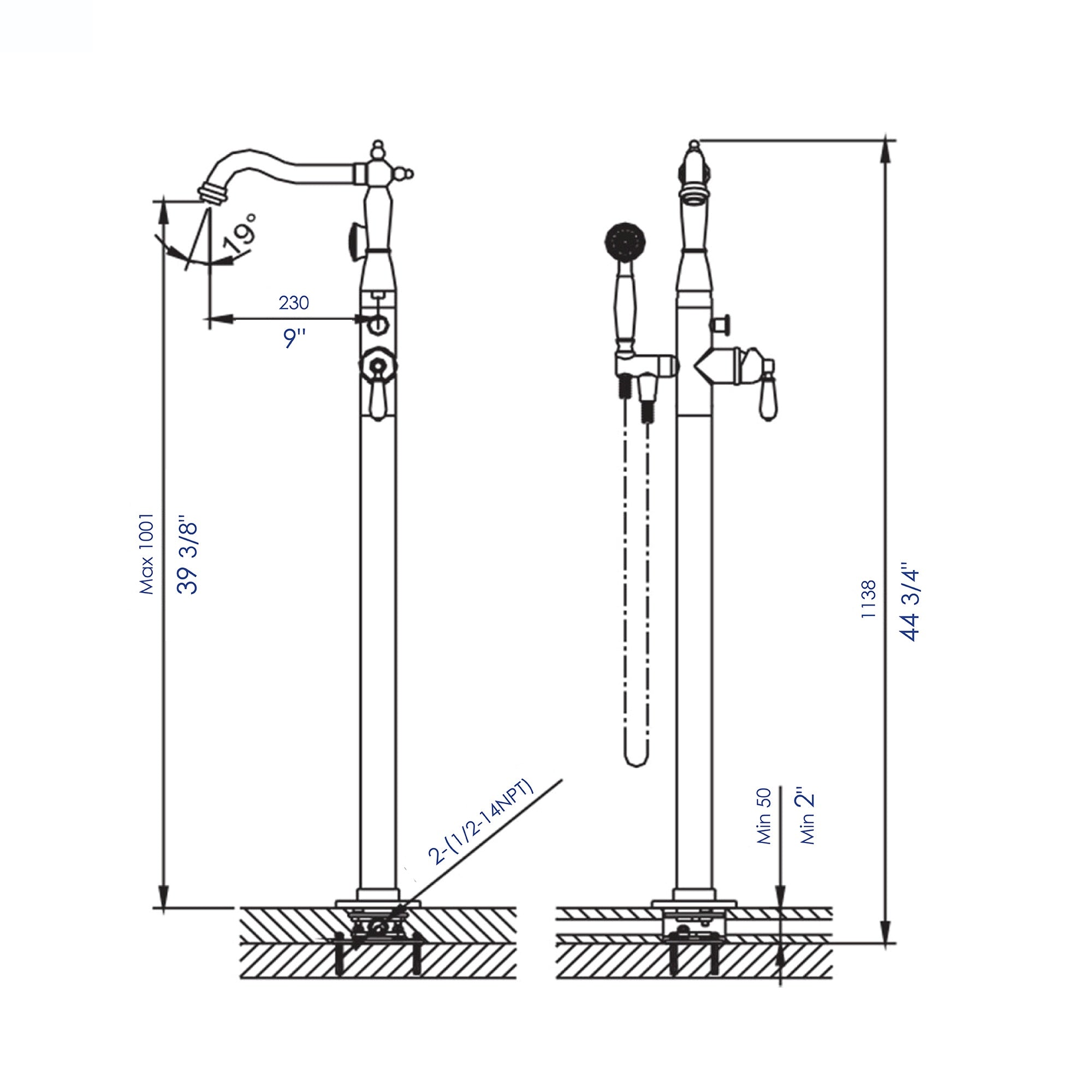 ALFI ALFI AB2553-PC brand AB2553 Free Standing Floor Mounted Bath Tub Filler