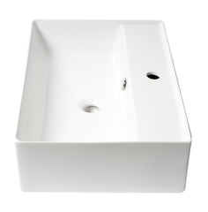 ALFI ALFI ABC901-BM Brand Rectangular Porcelain Vessel Bathroom Sink with Overflow and 1 Faucet Holes at 0 inches Centers