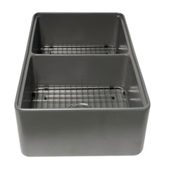 ALFI ALFI ABFS3320D-W Workstation Double Bowl Fireclay Farm Sink 33 Inches x 20 Inches